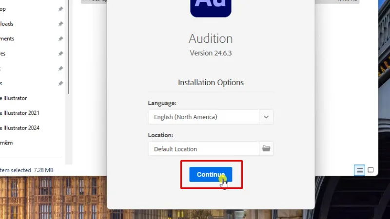 Adobe Audition 2024: Toàn Diện Từ Giới Thiệu Đến Cài Đặt 14 Bấm Continue