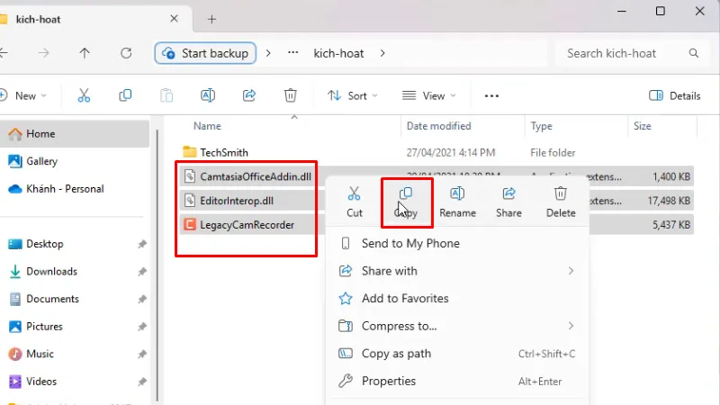 Camtasia 2021 Hướng Dẫn Chi Tiết Cách Cài 16 Copy 3 file như hình