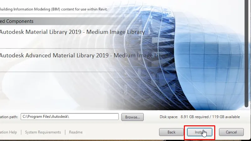 Bấm Install