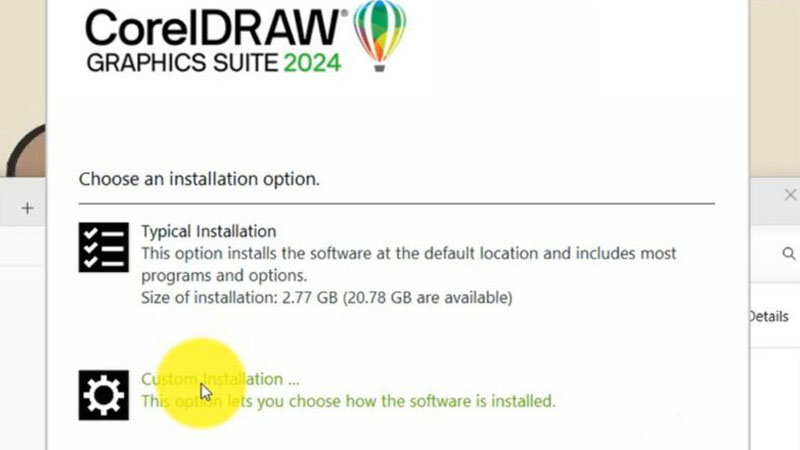 Chọn mục “Custom Installation” để có thể tùy chỉnh các tính năng Chọn mục “Custom Installation”