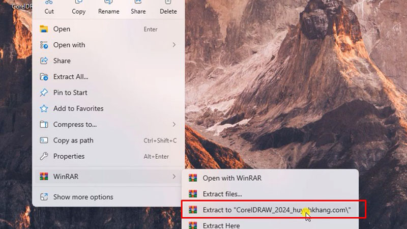 Sử dụng phần mềm giải nén như WinRAR để giải nén Giải nén file